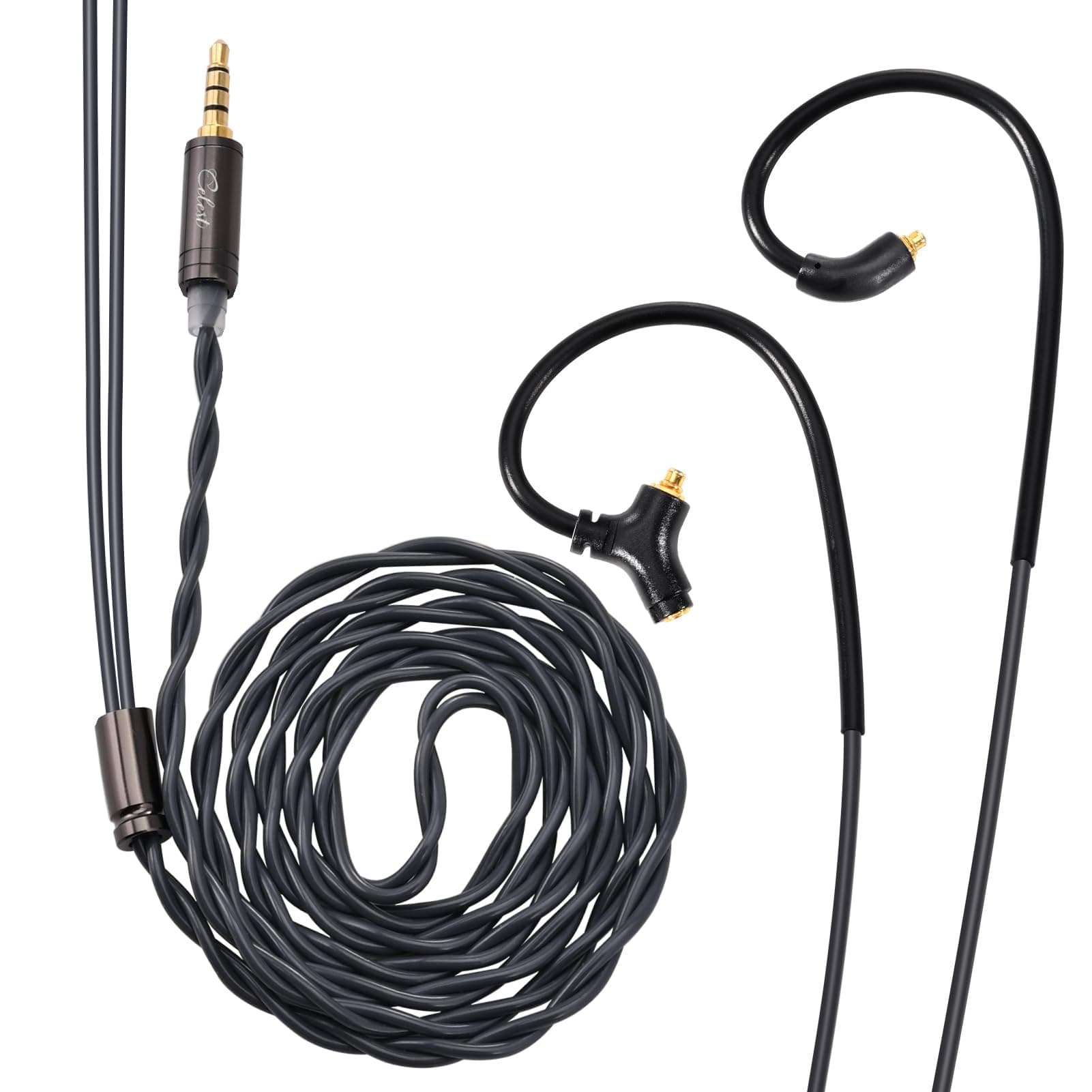 QOAKinera Celest RUYI IEM Cable with Mic,2 Core 16 OFC Wires Replacement Detachable Cables,Aux Cable HiFi in Ear Earphone Cable for Audiophile Musician