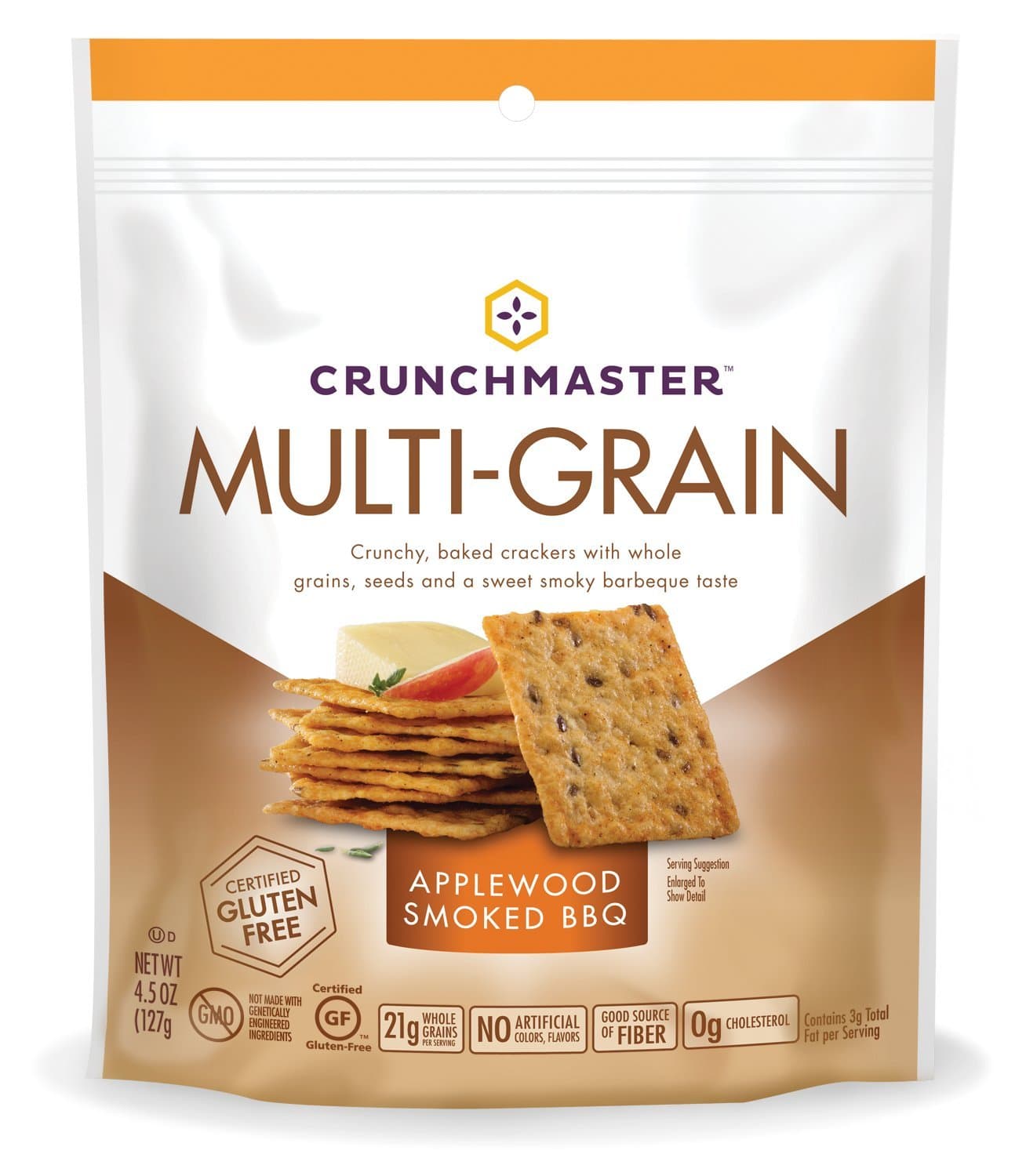Crunchmaster Multi-Grain Crackers, Applewood Smoked BBQ, 4.5 oz.