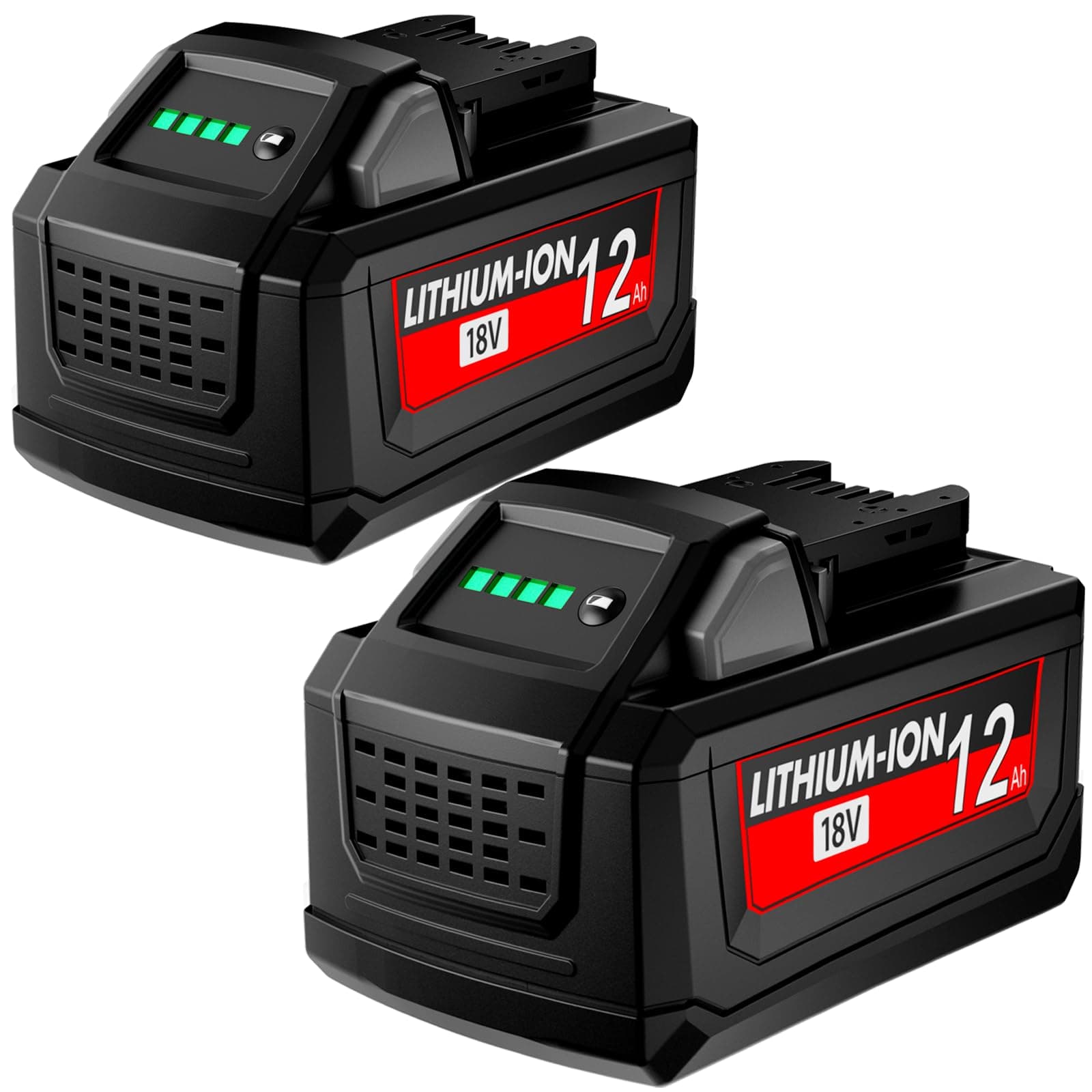 2Pack Upgraded 12.0Ah Replacement for Milwaukee M18 Battery High Output Compatible with Milwaukee 18V Battery 48-11-1820 48-11-1850 48-11-1828 48-11-1860 48-11-1880 and 18 Volt Cordless Tools