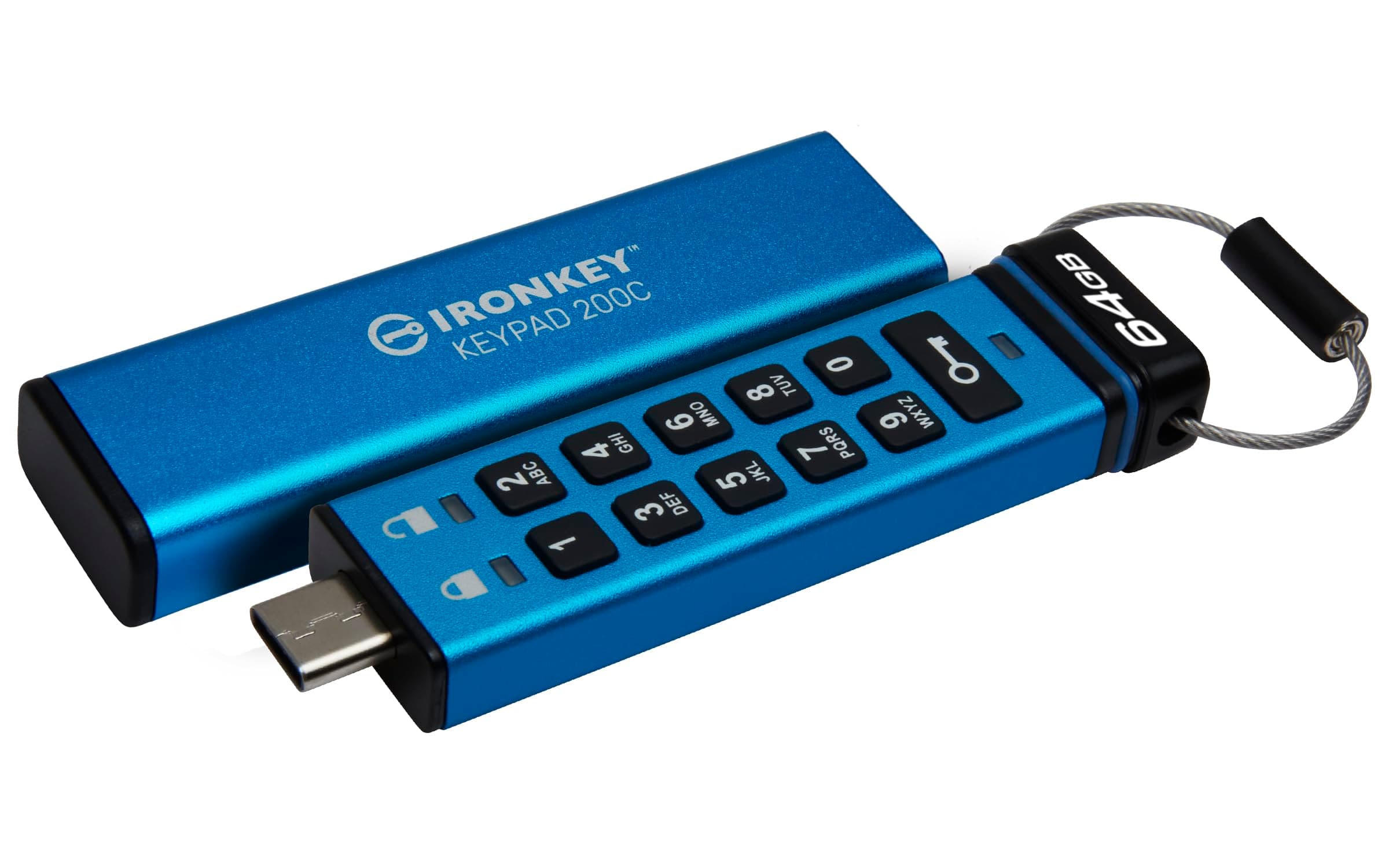 Ironkey Keypad 200 USB-C 64GB Encrypted Flash Drive | OS Independent | FIPS 140-3 Level 3 | XTS-AES 256-bit | BadUSB and Brute Force Protection | Multi-Pin Option | IKKP200C/64GB