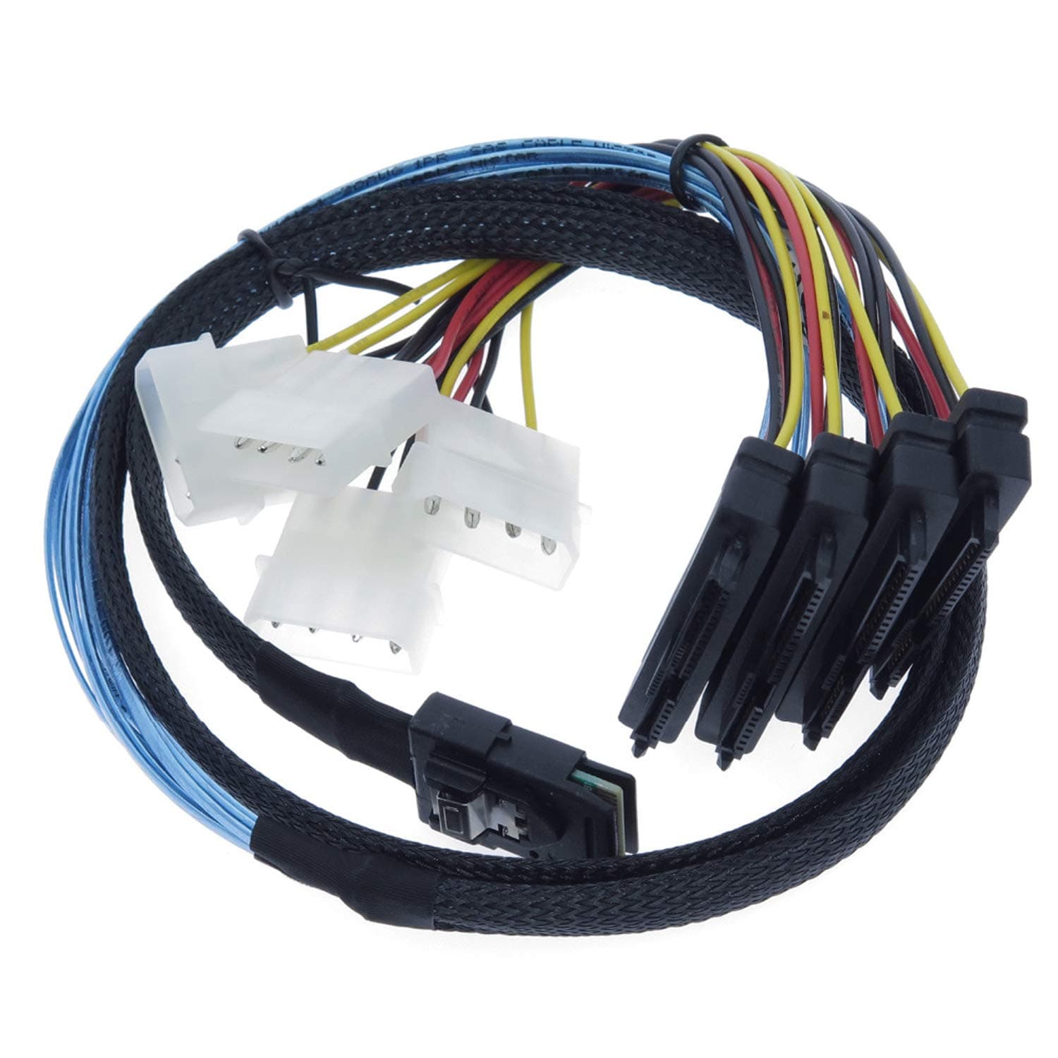 EDIMS Internal Mini SAS 4i SFF-8087 36 Pin to SAS 4X SFF-8482 29Pin Hard Disk SAS Cable with 4X 4Pin Power Cable,3.3FT