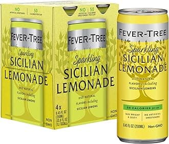 Fever-Tree Sparkling Sicilian Lemonade – Premium Soda Mixer for Cocktails and Mocktails, 8.45 fl oz Cans, Pack of 4 – Naturally Sourced, Non-GMO