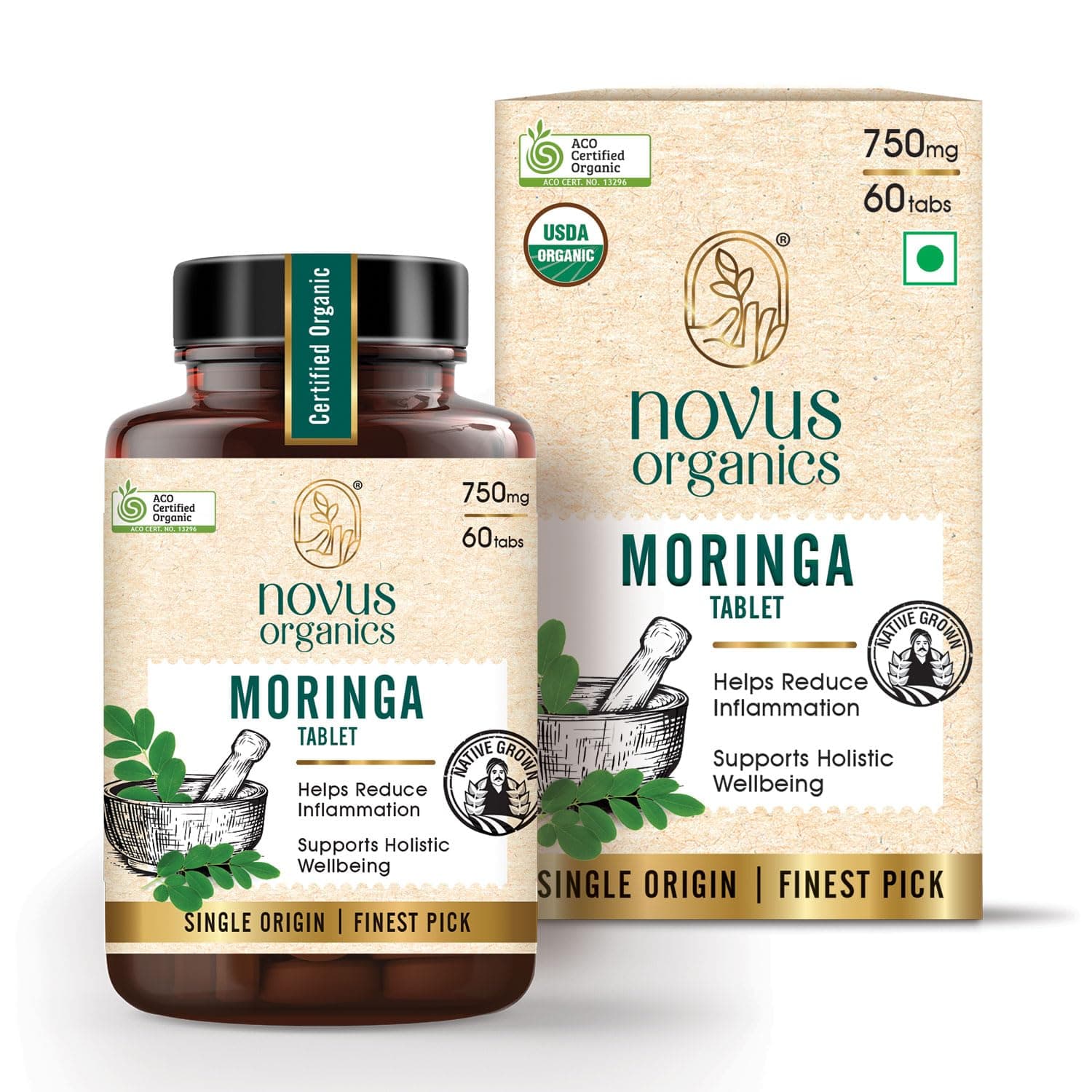 - Premium Moringa 60 Tablets (Oleifera)-750mg | USDA & ACO Certified Organic Moringa Drumstick leaf Tablets | Honest Single Farm Sourced for Maximum Potency | Full Organic Strength