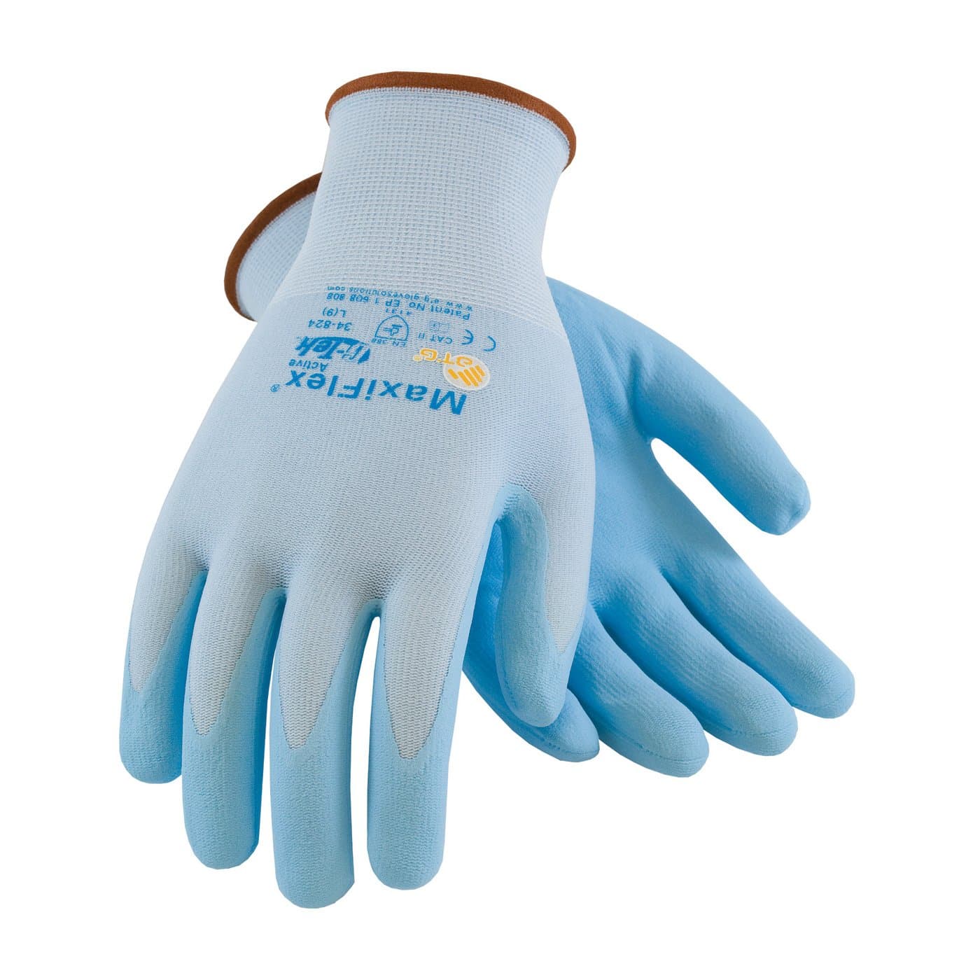 34-824/S Maxiflex Active, 15G Bl. Nylon And Elastane Shell, Bl. Foam Nitrile Light Blue