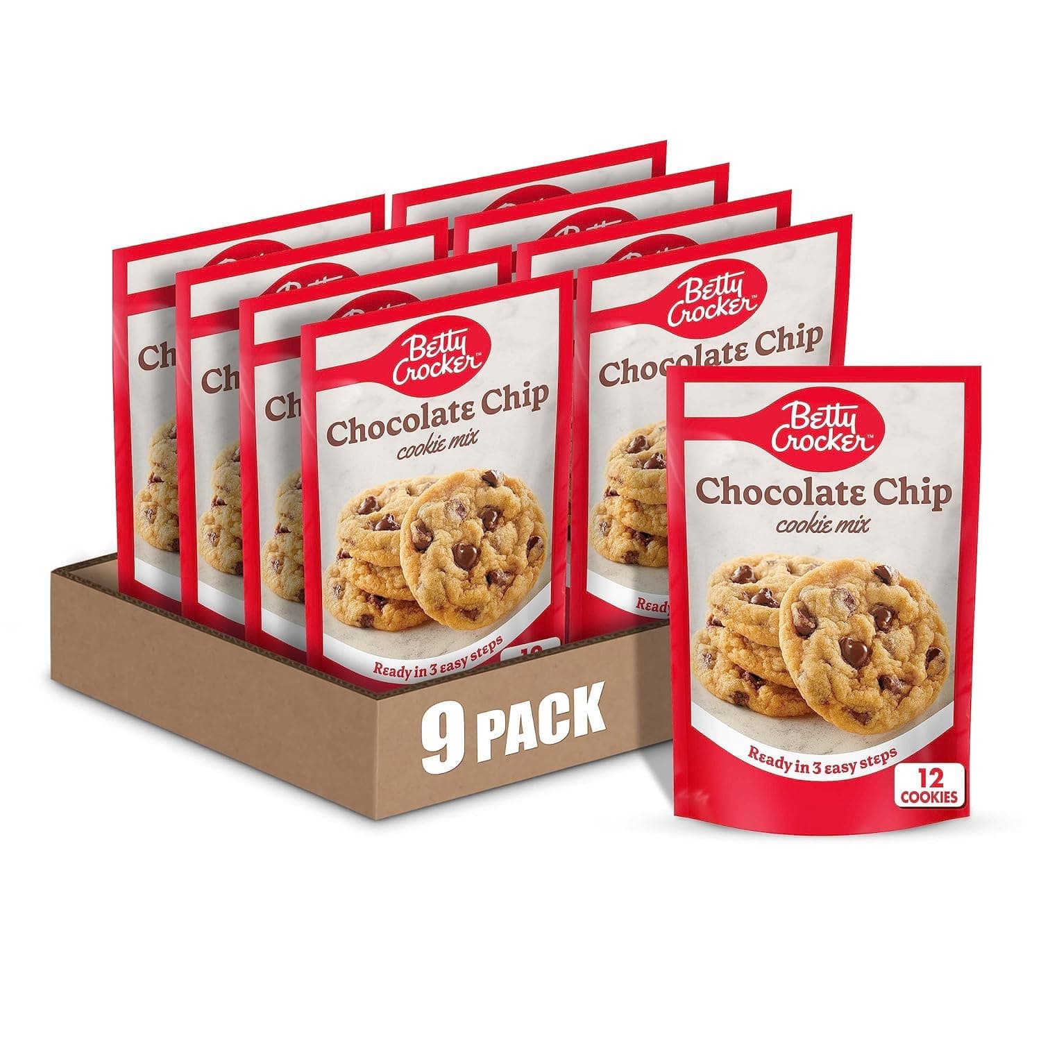 Betty Crocker Chocolate Chip Cookie Mix, Makes (12) 2-inch Cookies, 7.5 oz. (Pack of 9)