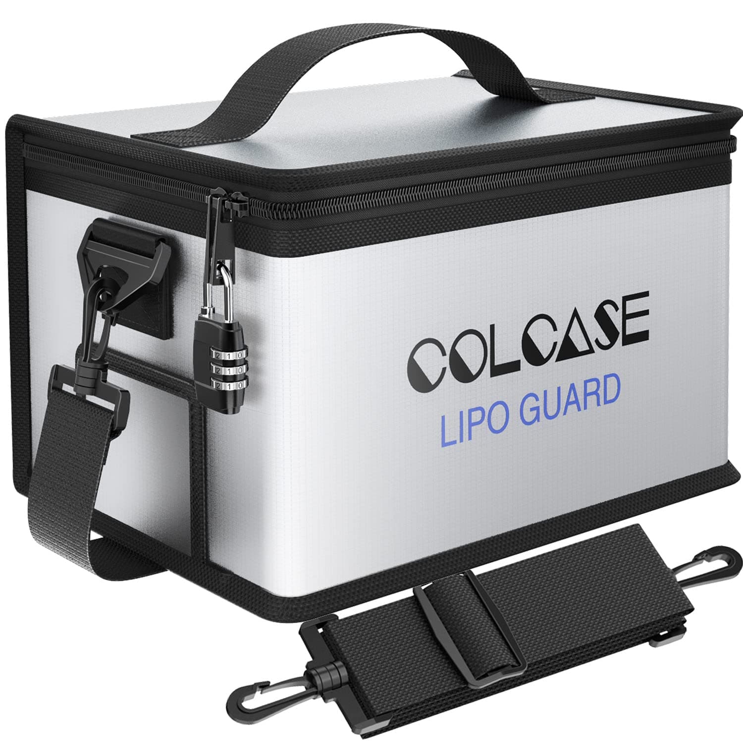 COLCASE Lipo Safe Bag Fireproof Explosionproof wtih Combination Lock Battery Storage and Charging Upgraded Silicone Coated Fireproof Bag (11 x 8 x 6.5 in)