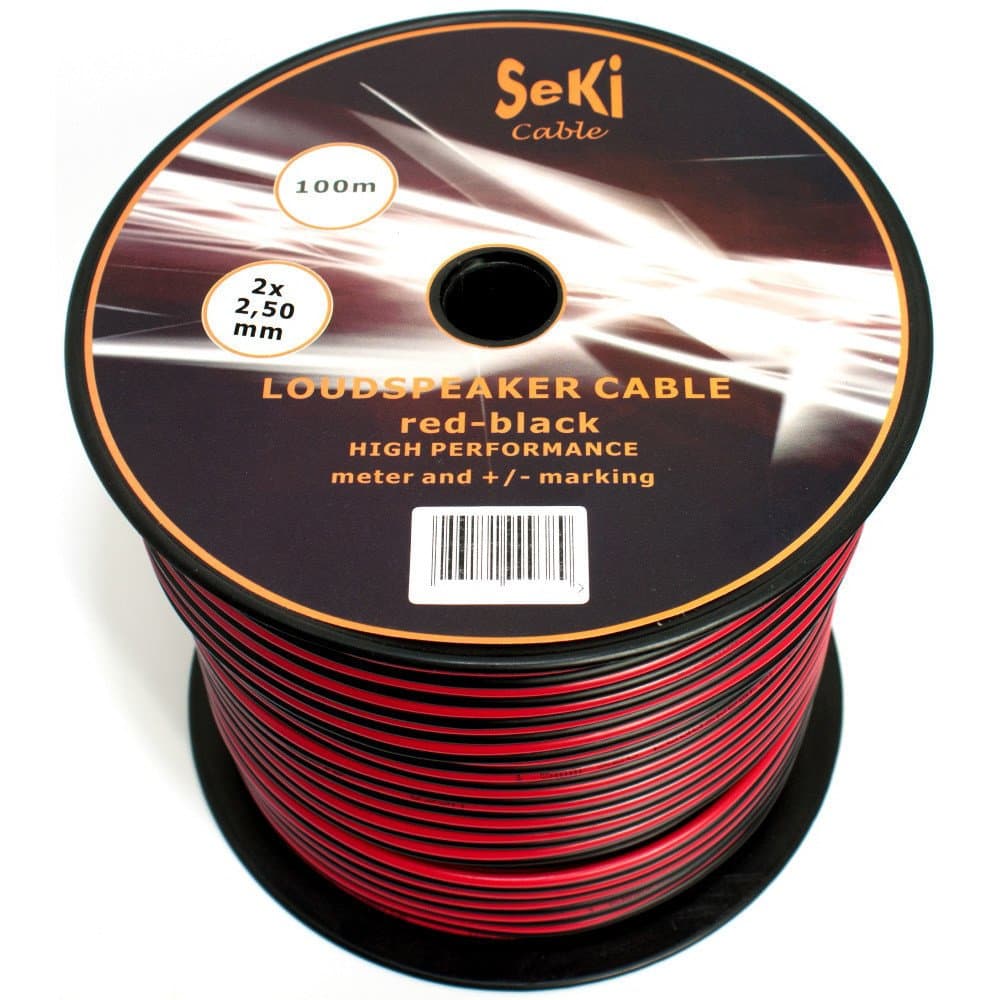 SeKi Speaker Cable 2 x 2.50 mm² 100 m Red/Black CCA Audio Cable Speaker Cable