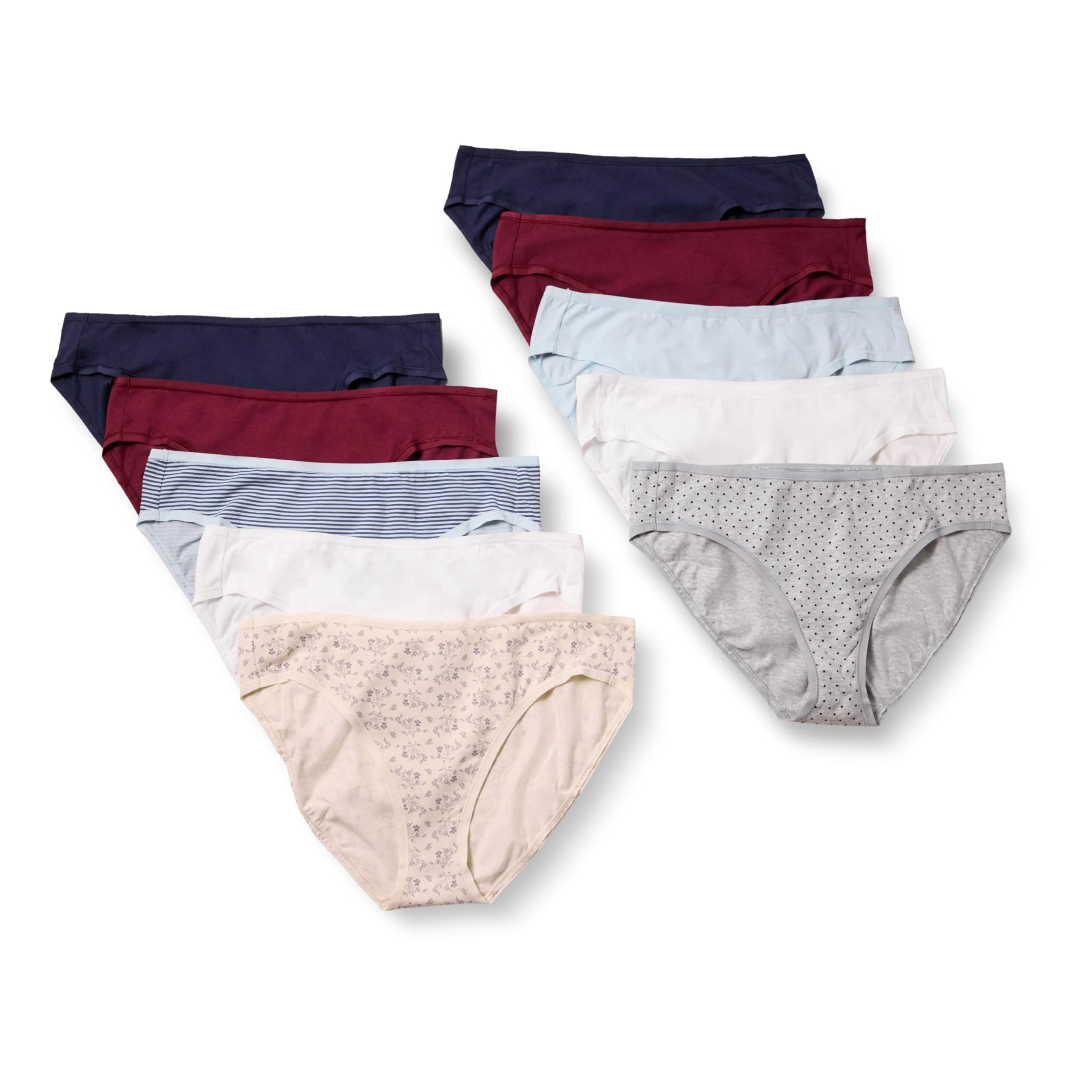 Women's Breathable Cotton Bikini Brief Underwear with Full Coverage, Multipacks