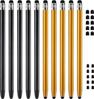 ChaoQ Stylus Pen for Touchscreen, 10pcs High Sensitivity and Precision Stylus Pen for iPad iPhone Android Compatible and All Touch Screens (Black/Gold)