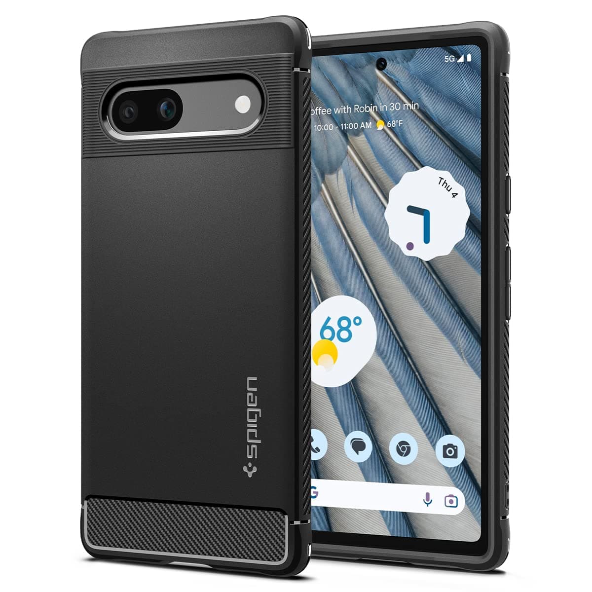 Rugged Armor Case Compatible with Google Pixel 7a - Matte Black
