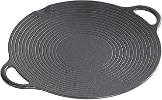 Warmiehomy Cast Iron Griddle Pan Grill,30cm Spiricle Non-Stick Dosa Pizza Crepe Pan,Baking BBQ Skillet with Handles for Oven Gas Electric Hob,Round