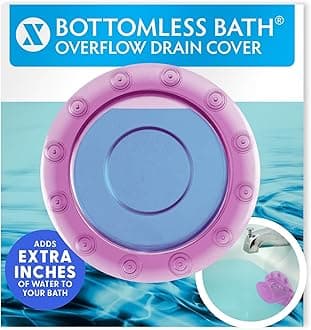 SlipX Solutions Bottomless Bath, Essential Overflow Drain Cover for Bathtub, Best Bath Accessories for Women, Adds Inches of Water to Your Tub for Deeper Soak, 4" Diameter, Pink