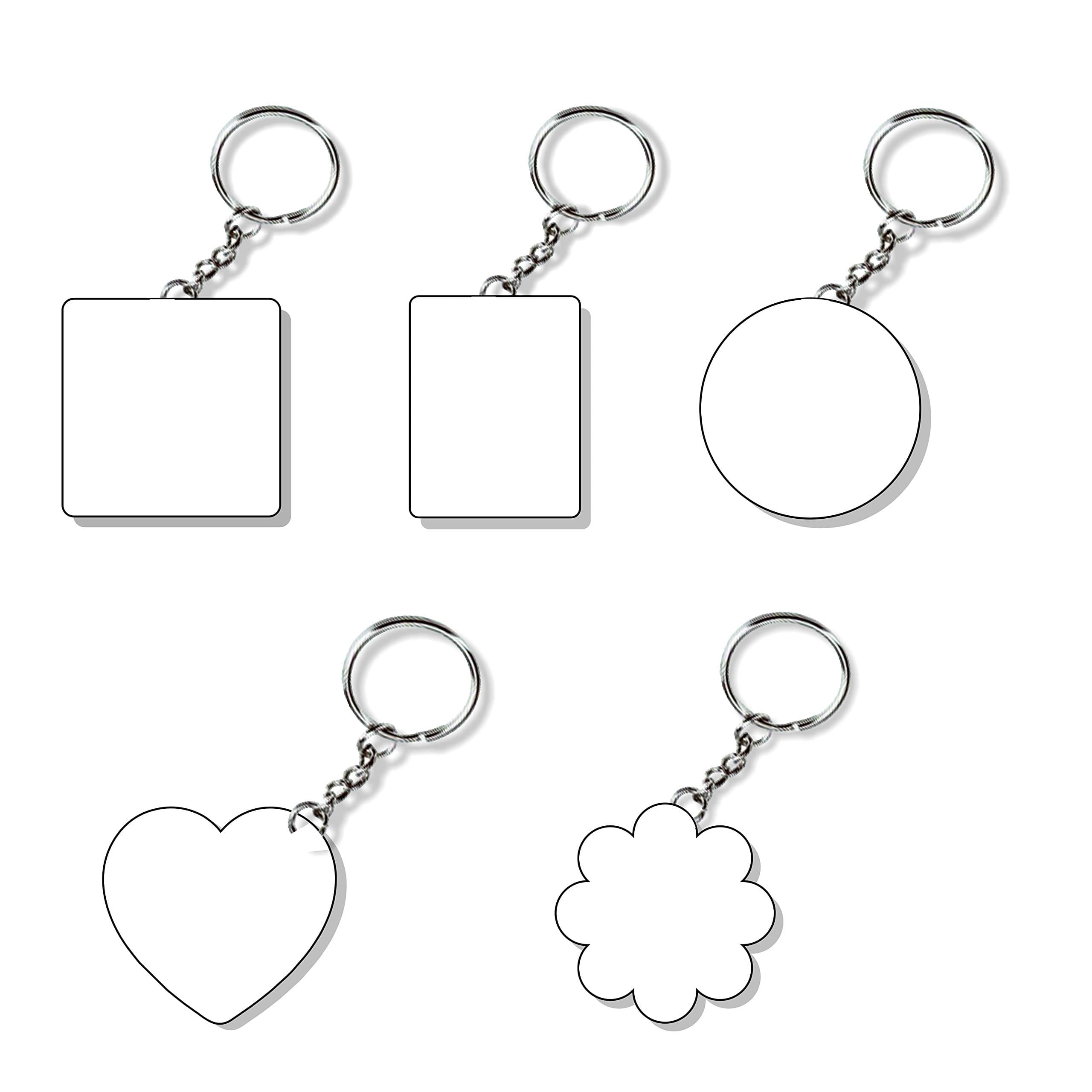 Yey Sublimation Keychain Blank, Pack of 50 pcs - Assorted | Single Side MDF Printable with Sublimation Ink Only