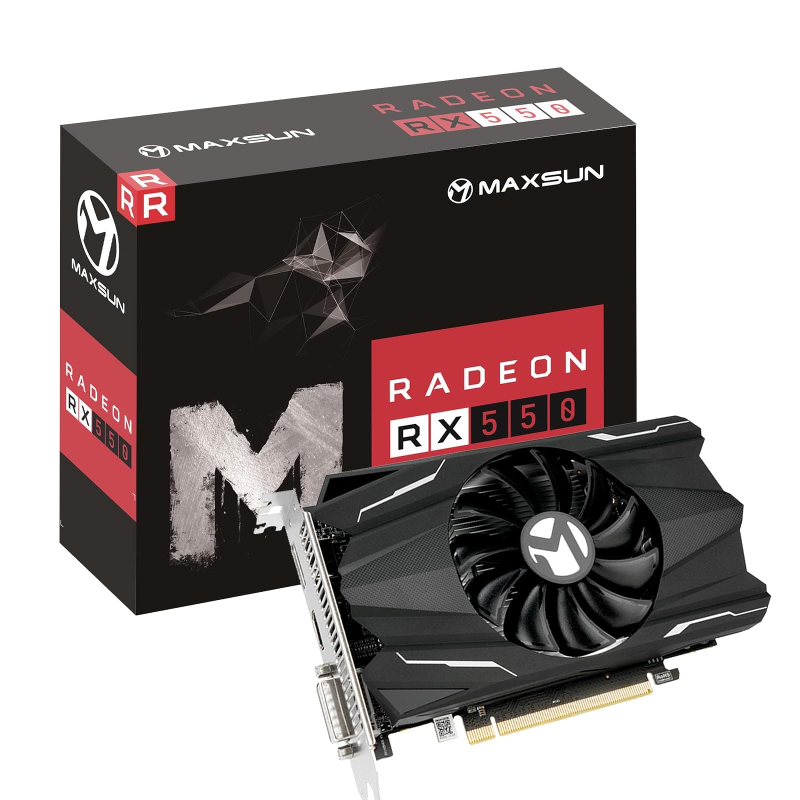 maxsun AMD Radeon RX 550 4GB GDDR5 ITX Computer PC Gaming Video Graphics Card GPU 128-Bit DirectX 12 PCI Express X16 3.0 DVI-D Dual Link, HDMI, DisplayPort
