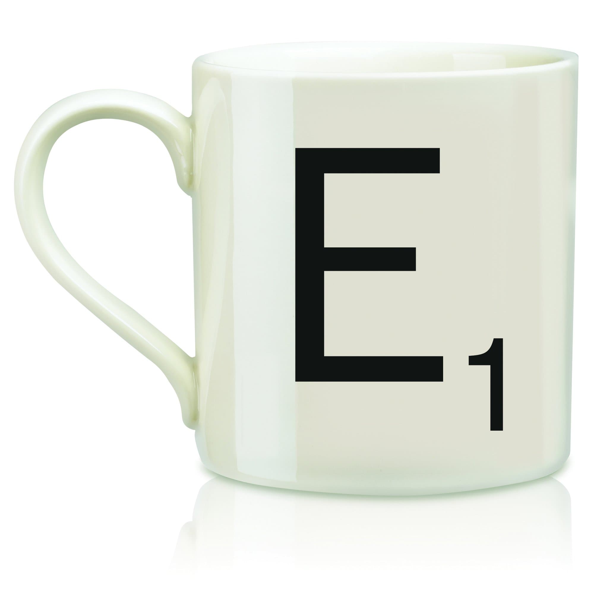 Scrabble Letter Ceramic E Scrabble Mug, Cream/Black (14 Ounces)