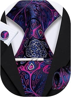 YOHOWA Check Tie Set Men Pocket Square Cufflinks Silk Plaid Business Tie Wedding Fashion