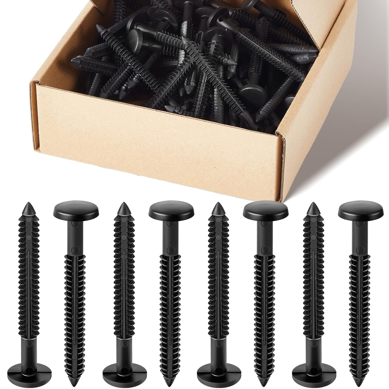 Blulu 60 Pcs 3 Inch Vinyl Shutter Fastener Window Panel Peg Lok Pin Pegs Screws Shutter Spikes Anchor (Black)