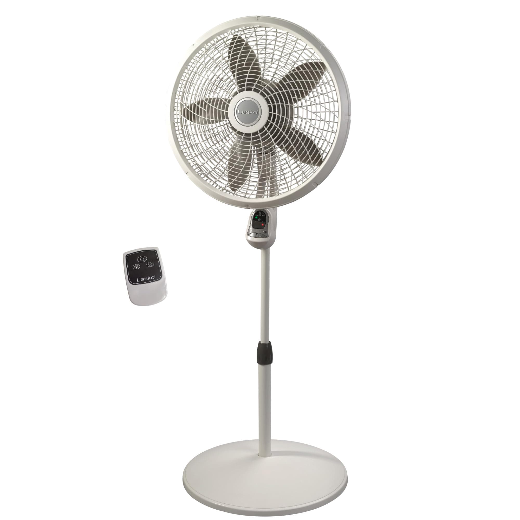 Lasko Cyclone Pedestal Fan, Adjustable Height, Remote Control, Timer, 3 Speeds, for Bedroom, Kitchen, Office and Living Room, 18", White, 1885, Large