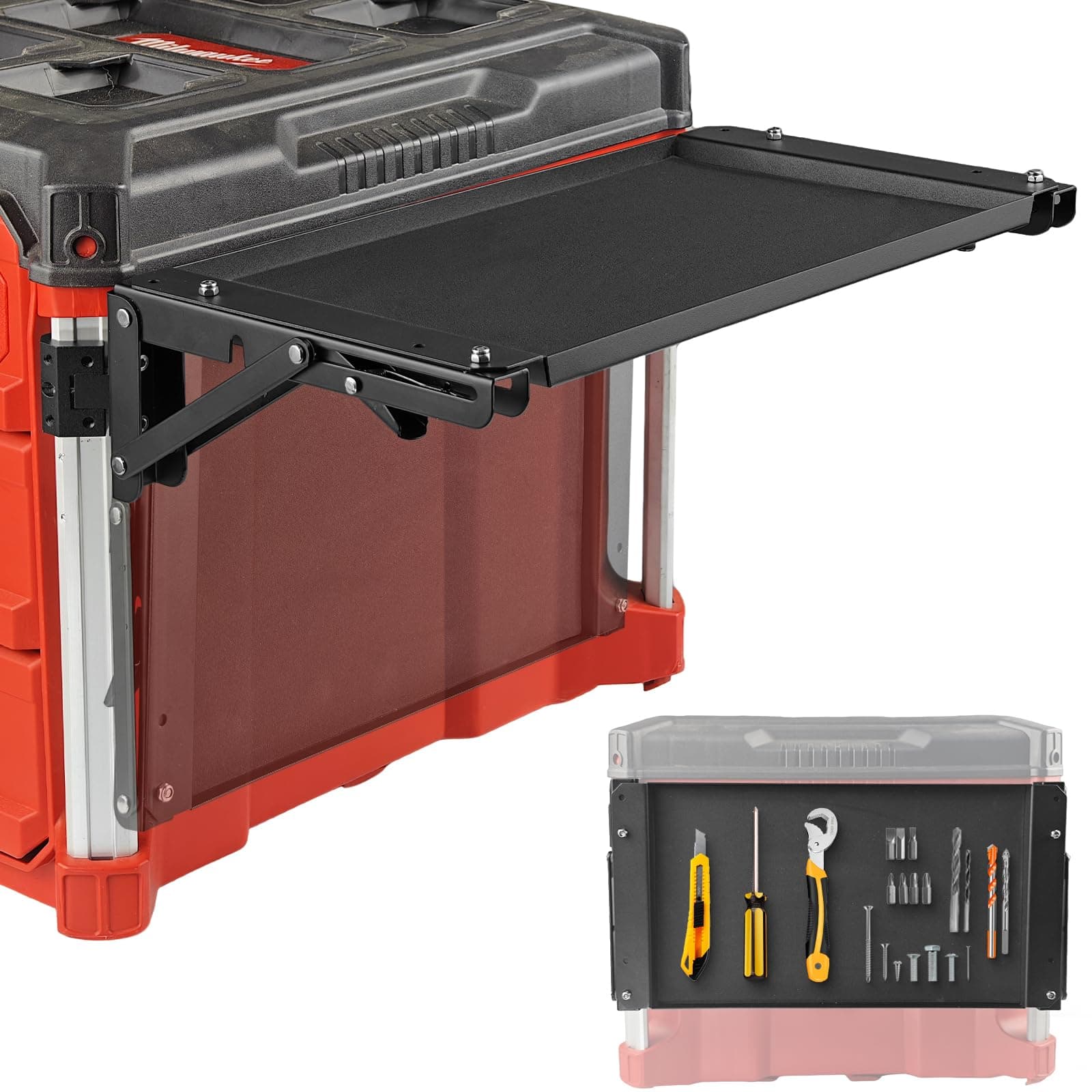 Folding Magnetic Table Compatible with Milwaukee Packout Toolbox,Powerful Magnetic Tool Tray Side on Your PACKOUT System