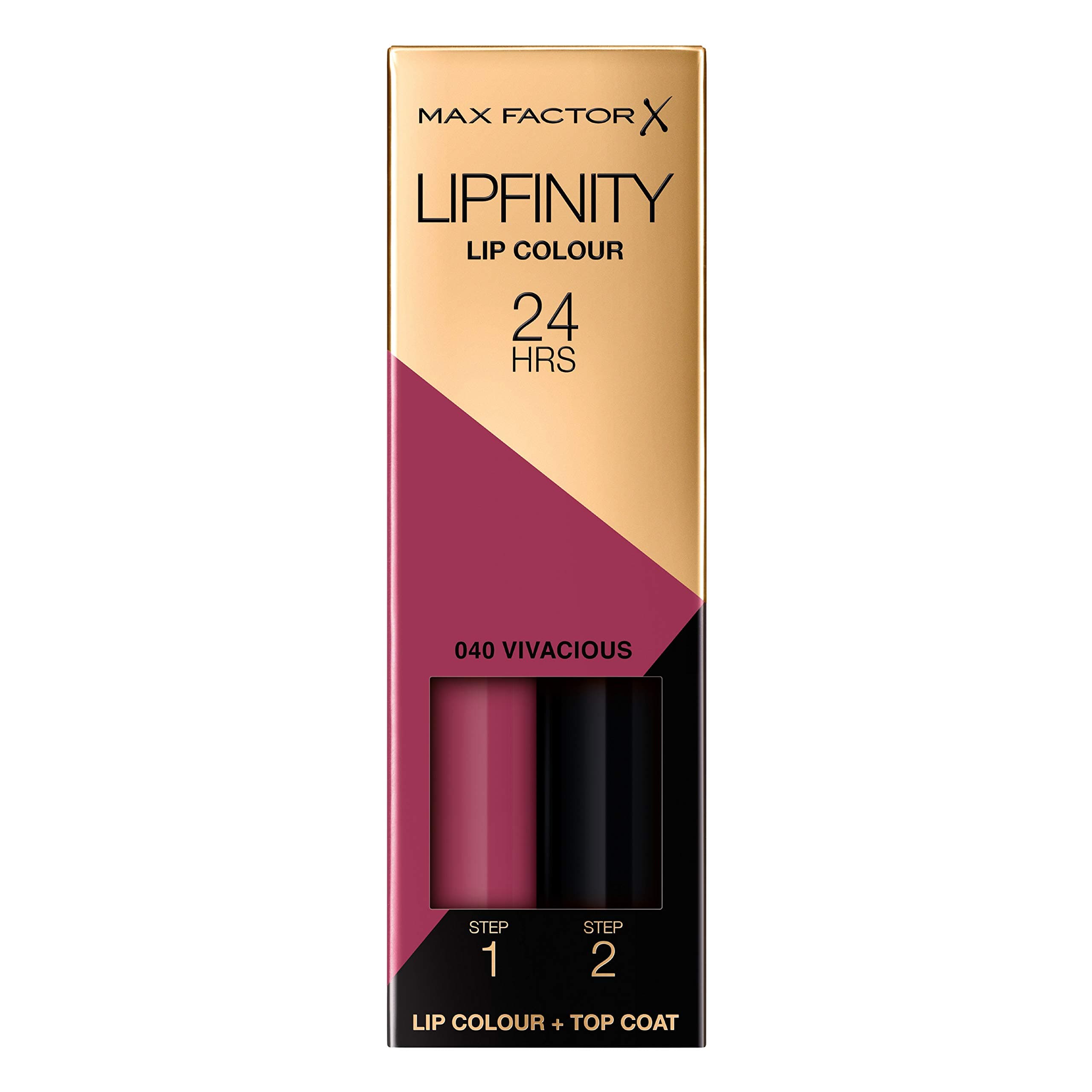 Lipfinity Lip Colour Vivacious 40 - Kiss-proof Lipstick with 24 Hours Hold without Drying Out, with Intense Colour Release, Precise Applicator & Intensely Nourishing Gloss Top Coat