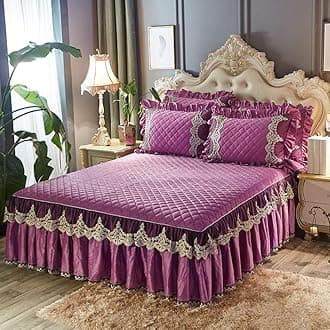 Bedskirt Warm Ruffled Luxury Bed decoration Pleated Base valance sheet Quilted fitted Bedspread Wrap around style With 18" drop-K Twinch2