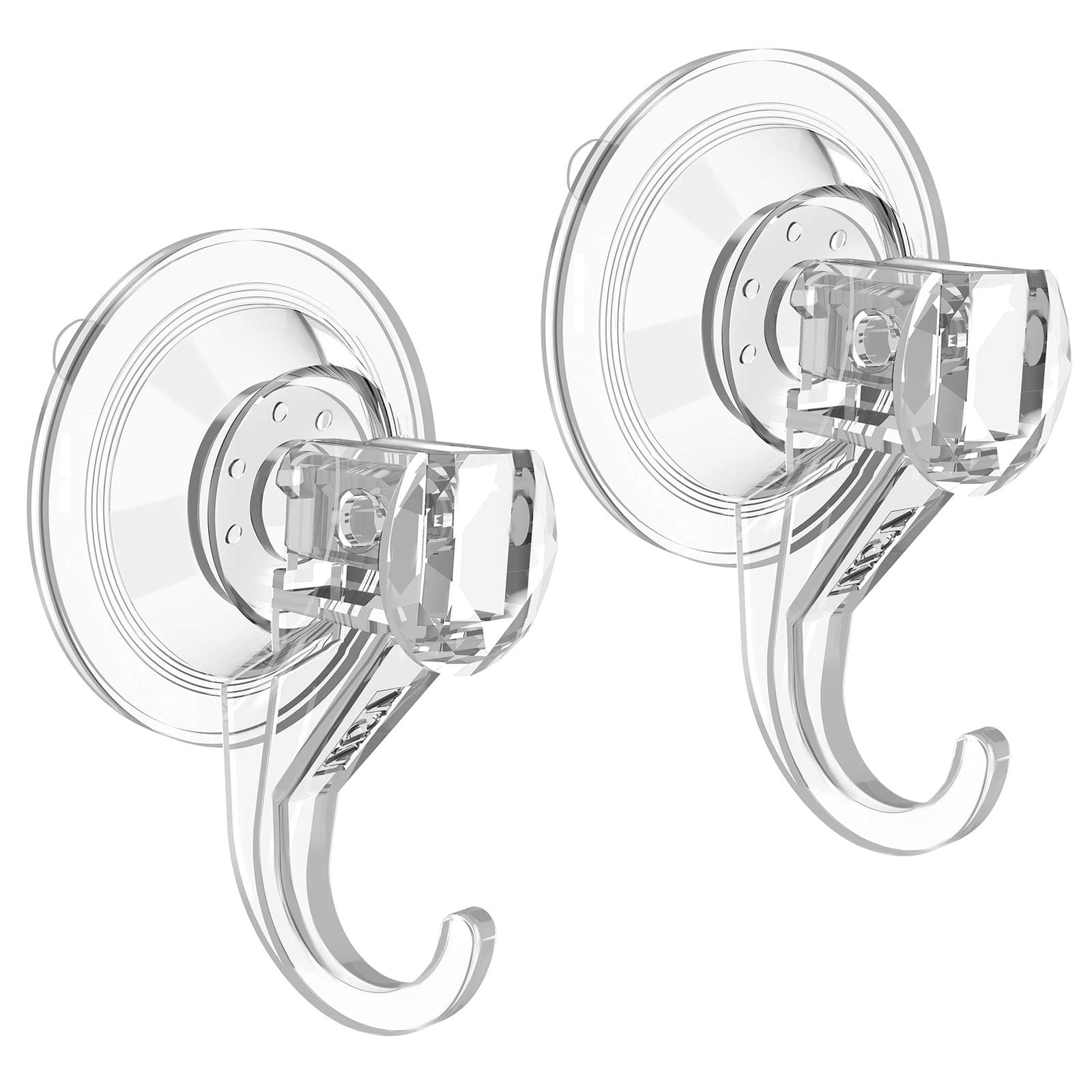 - VIS'V Suction Cup Hooks, Small Shower Suction Hooks, Heavy Duty, Removable and Reusable, Clear, 2 Pcs