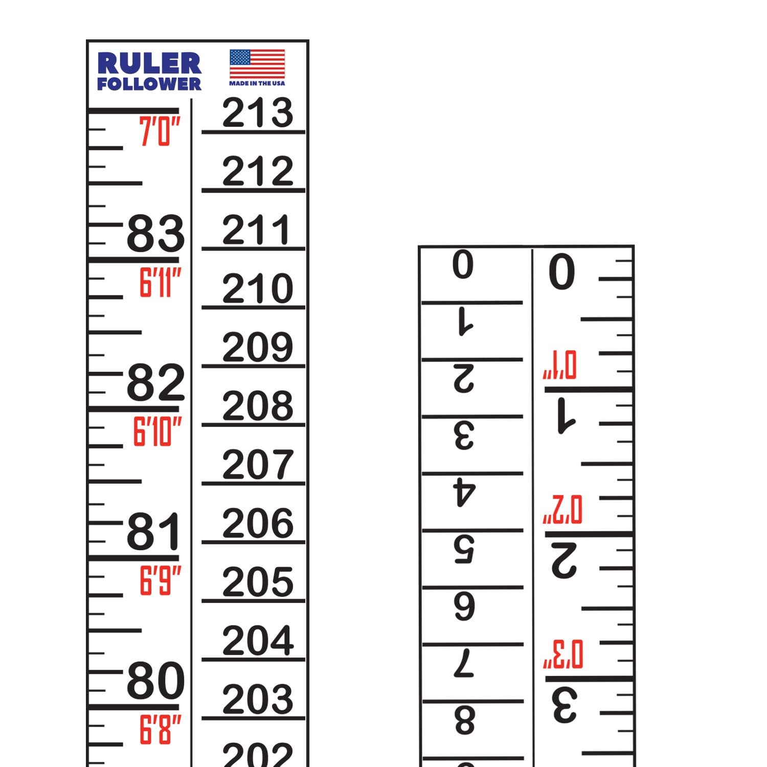 Height Indicator Adhesive Ruler - 7' Ruler on Sticker Roll