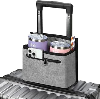 ZHCHG Luggage Travel Cup Holder Attachment for Suitcase Drink Carrier Caddy, Coffee Mug and Tumblers, Traveler Carry on Hands Free Accessory- Gifts for Flight Attendants Travelers Accessories