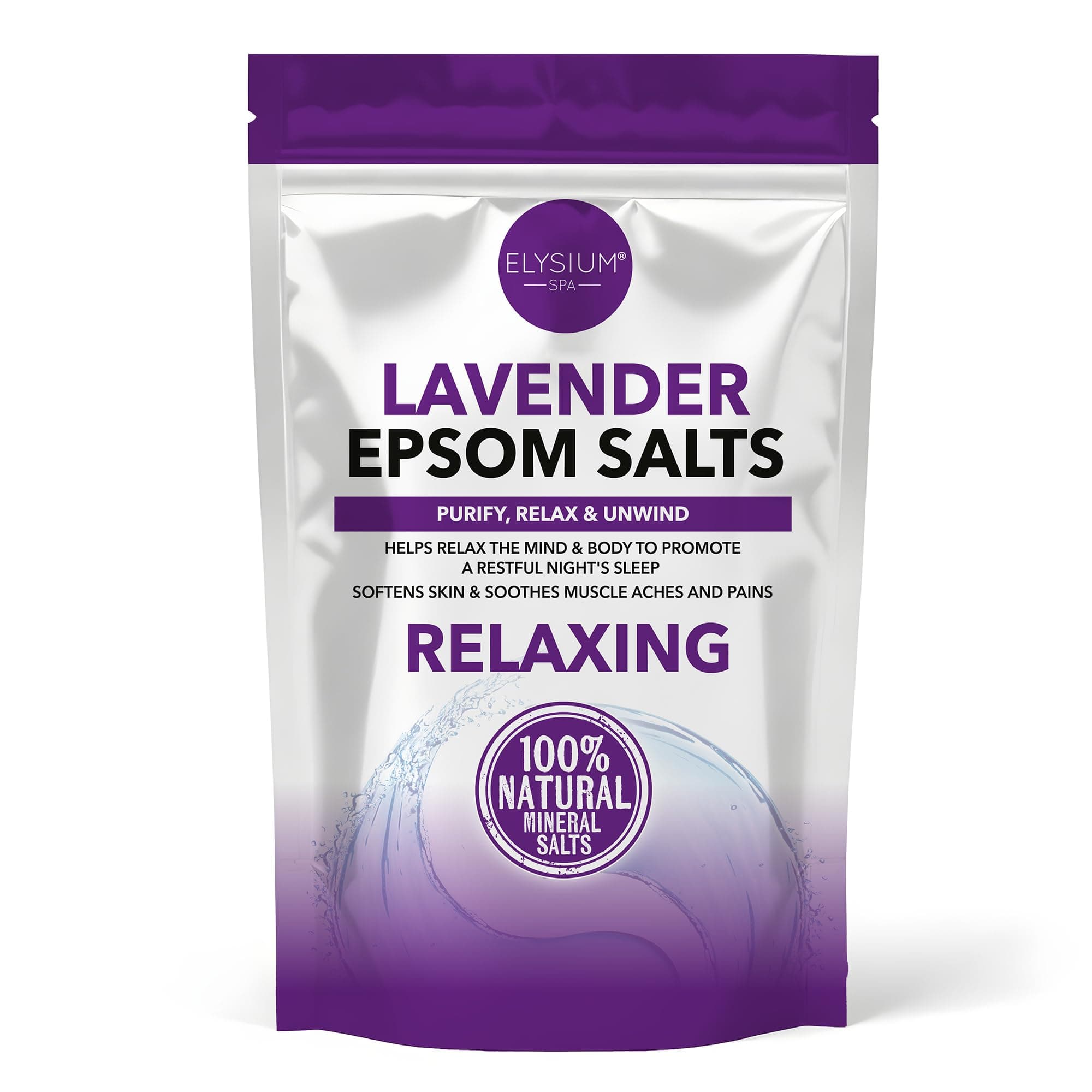 Elysium Spa Lavender Epsom Salts | Relaxing Bath with 100% Natural Mineral Salts for Muscle Relief Sleep Promotion and Skin Softener (1kg)