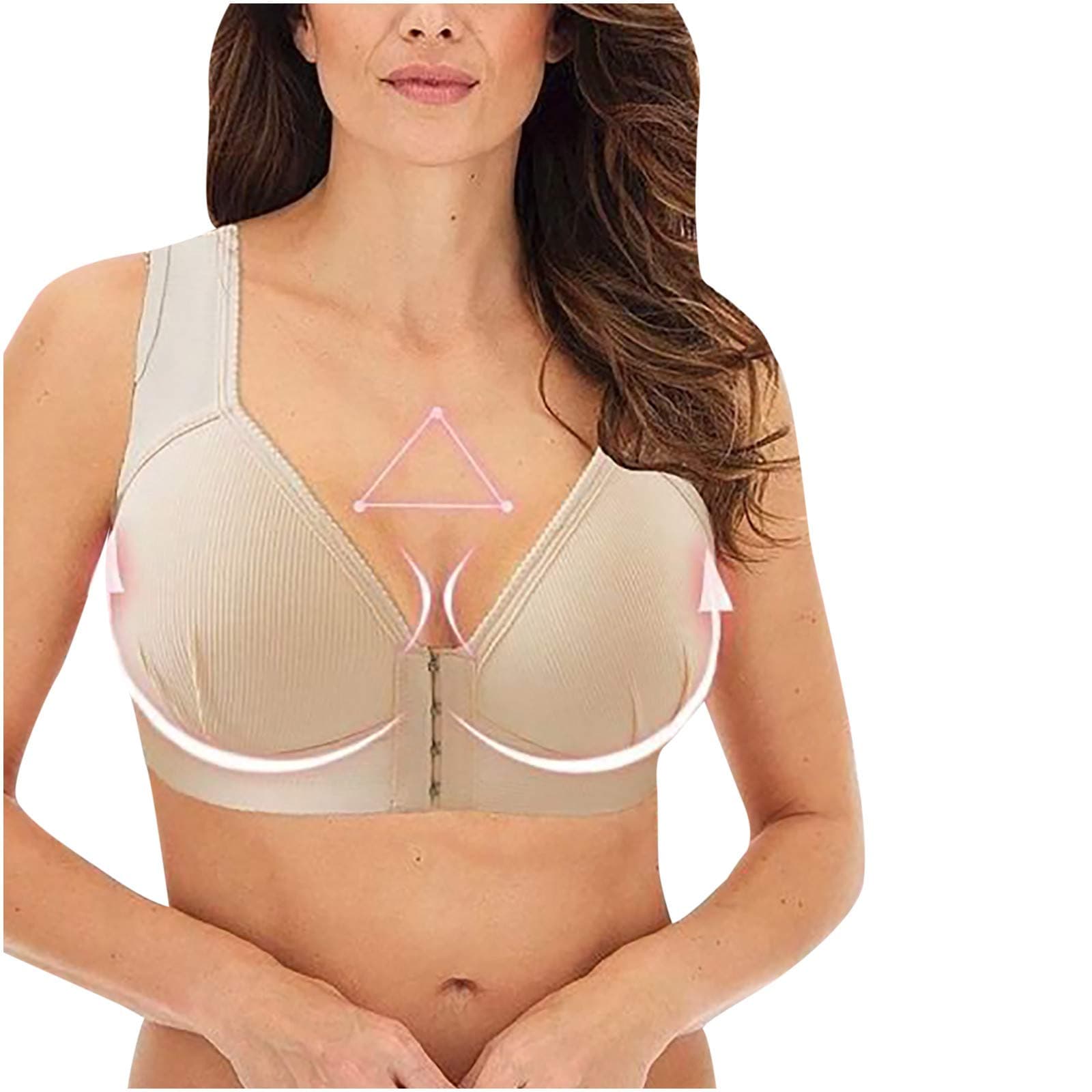 BinmerWomen Front Closure Bra Full Figure Plus Size Wireless Push Up Comfort Support Sport Bra Cotton Sleep Underwear