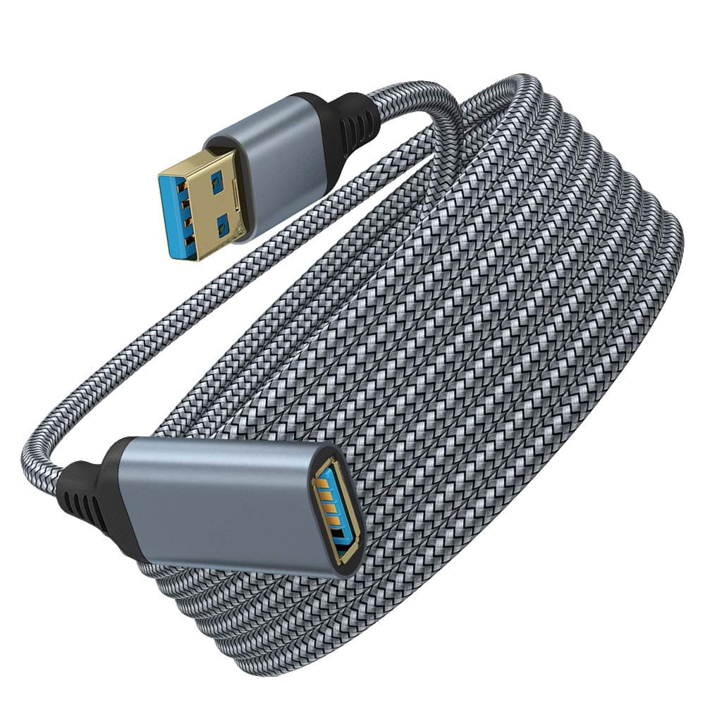 USB Extension Cable 6ft/1.8m Type A Male to Female USB 3.0 Extension Cord High Data Transfer Compatible with Printer, Camera, USB Keyboard, Gamepad, Mouse, Flash Drive, Hard Drive and More (Grey)
