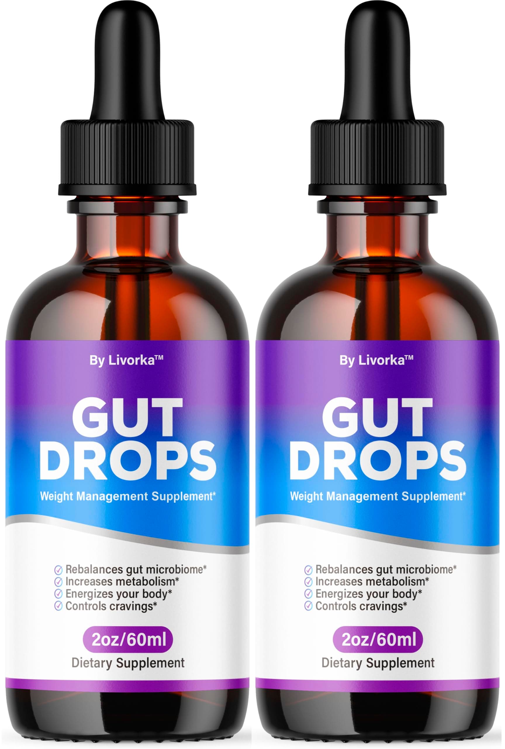 (2 Pack) Gut Drops - Official Gutdrop Supplement Premium Formula, All Natural Liquid Support Formula Healthy Reviews, Gutdrops Healthy Gut Support, 2 Bottles for 2 Months