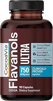 CocoaVia Memory+ Brain Supplement, Clinically Proven Memory and Brain Booster, Plant Based Supplement, Sugar Free, Gluten Free, Vegan, 750 mg Cocoa Flavanols Capsules, 30 Day Supply