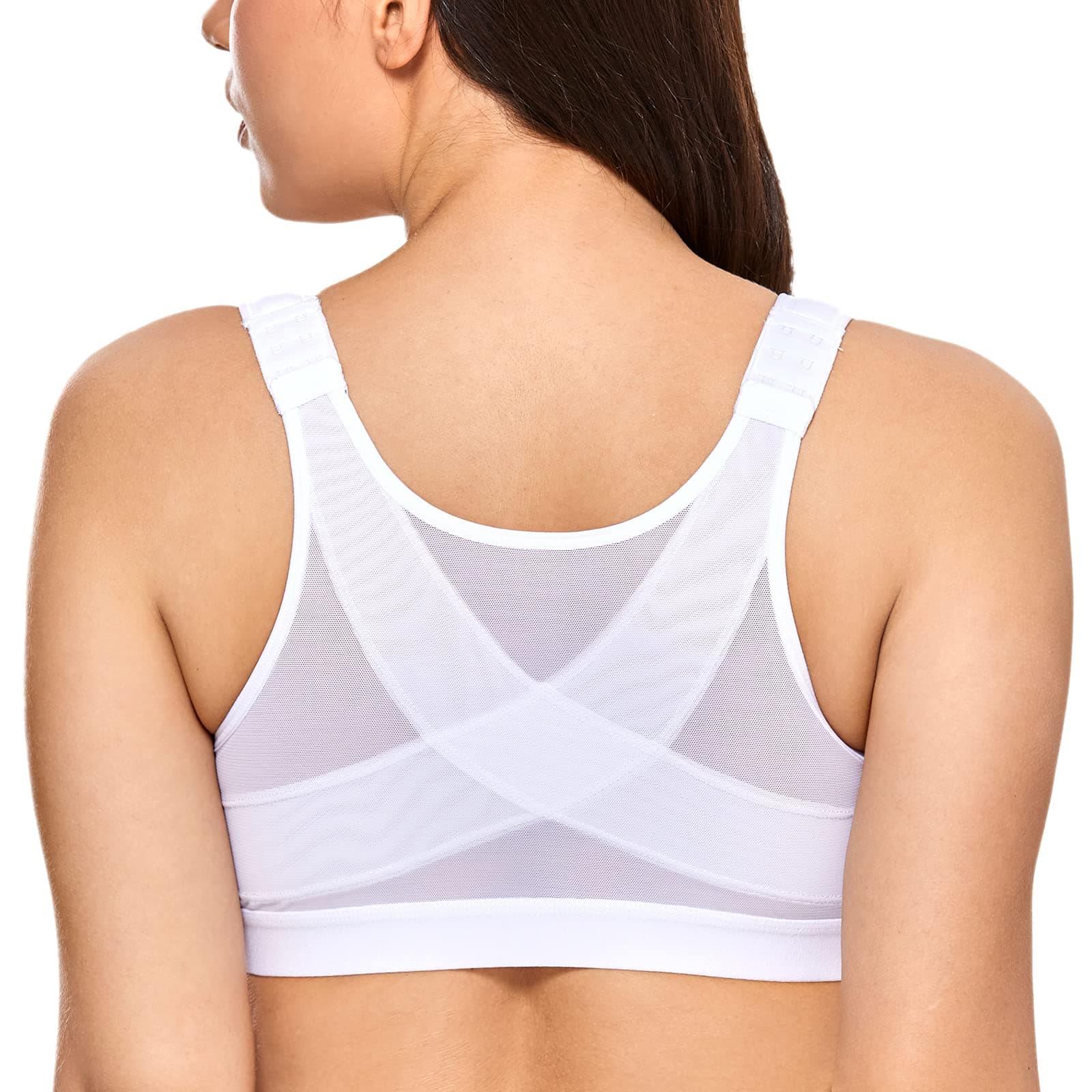 DELIMIRA Women's Full Coverage Front Closure Wire Free Back Support Posture Bra