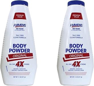 Ammens Body Powder Original – Talc-Free Clean Formula, All-Day 4X Strong Protection, 11 oz (Pack of 2)
