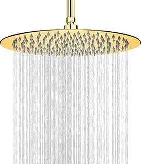 NearMoon Rain Shower Head, Ultra-Thin Design-Pressure Boosting, Awesome Some Experience, High Flow Stainless Steel Rainfall Head (12 Inch, Chrome Gold)