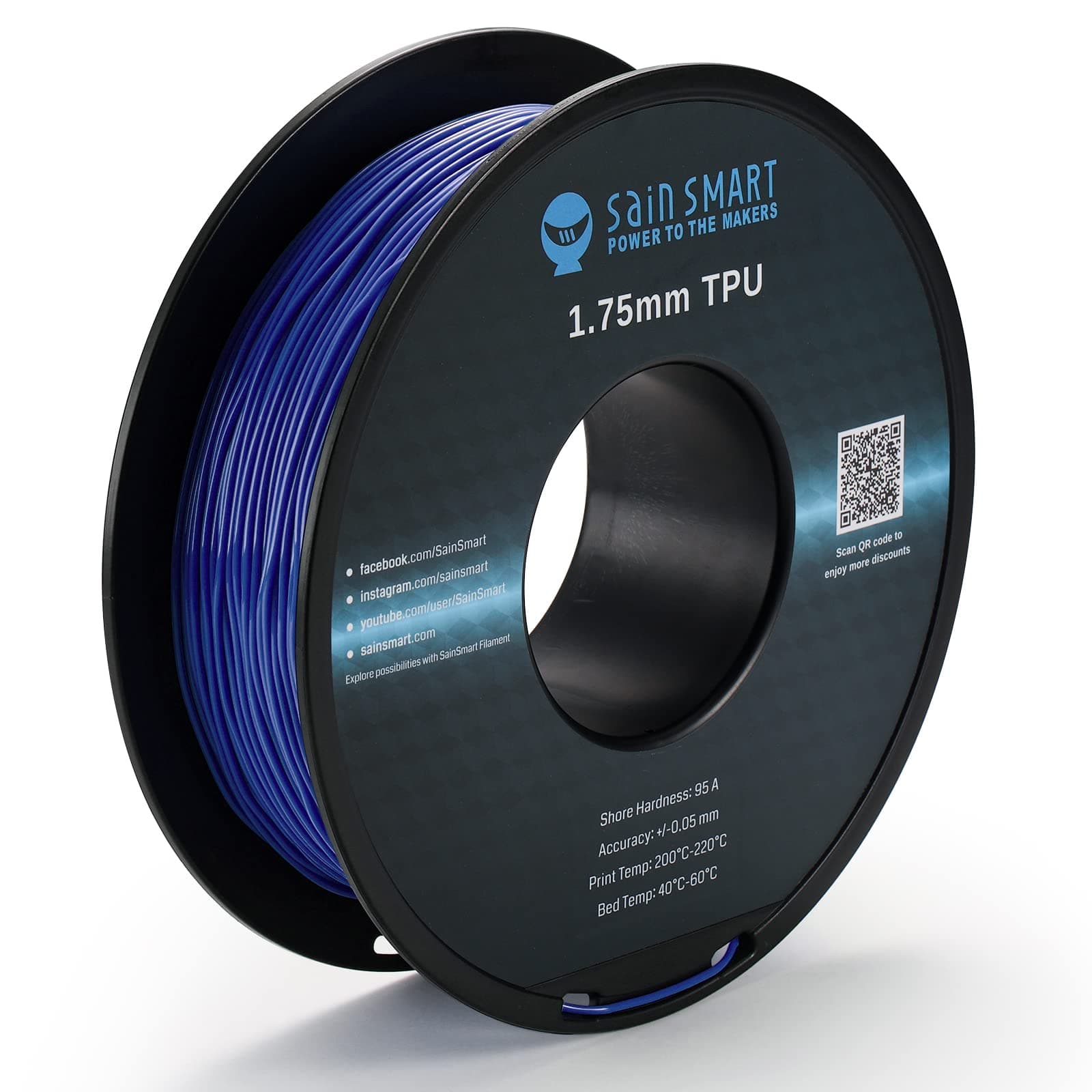1.75mm Flexible TPU 3D Printer Filament 800g Solid Color, Dimensional Accuracy +/- 0.05 mm (Galaxy Blue)