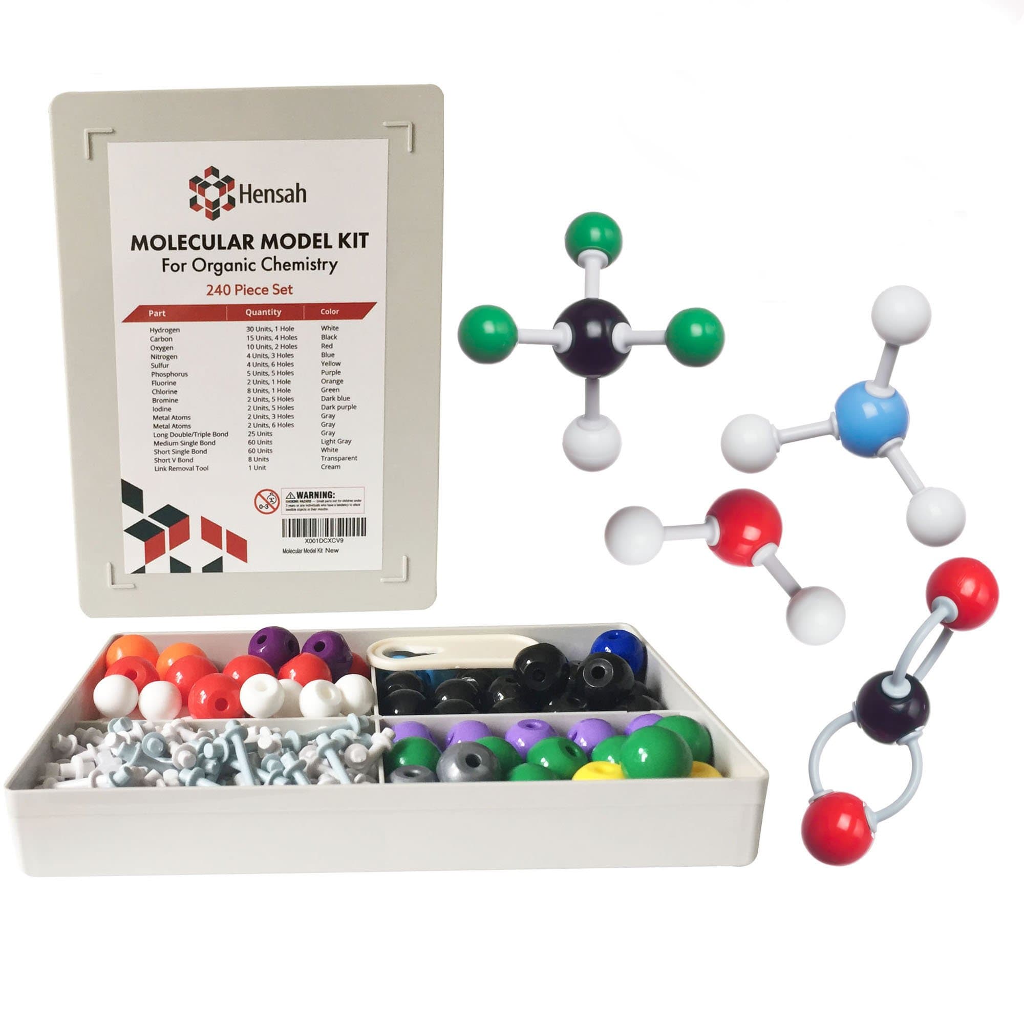Chemistry Model Kit - Molecular Model Kit for General and Organic Chemistry - Student Molecular Modeling Kit (240-Pieces)