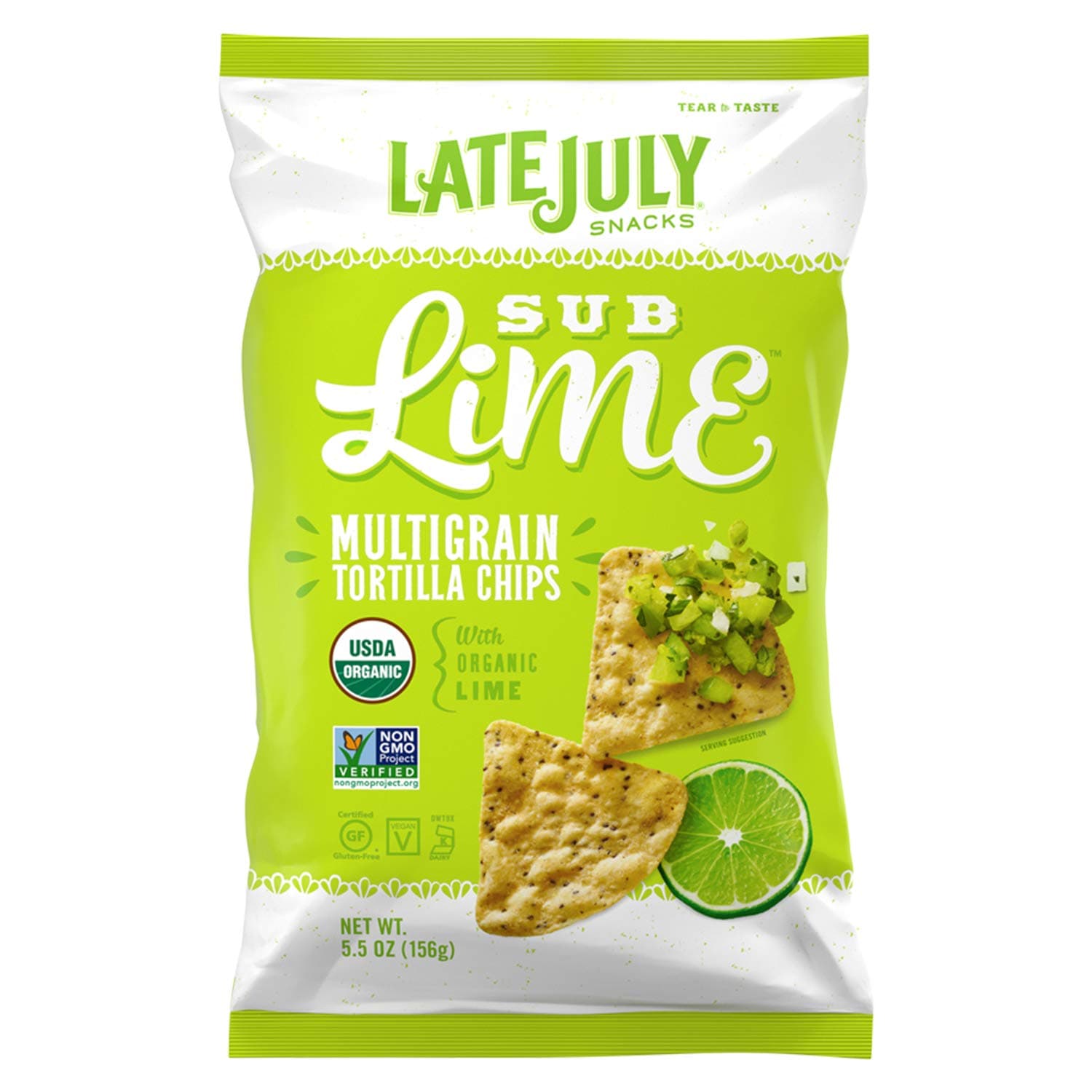 Late July Snacks Multigrain Sub Lime Tortilla Chips, 66 Oz