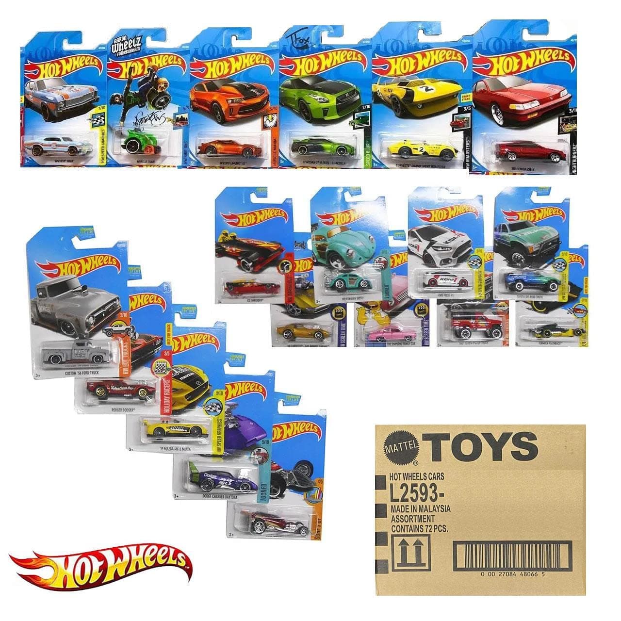 Mattel Hot Wheels 72 Count Random Case Basic Die Cast Toy Cars