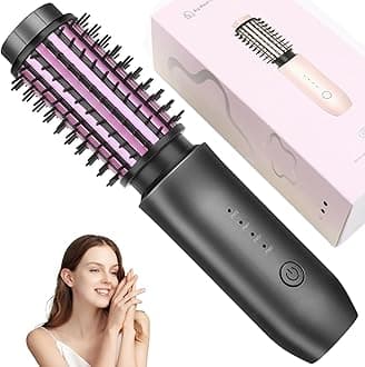 Wireless Hot Air Brush, Round Hairdryer, Thermal Hair Dryer Brush, Portable Travel Curling Iron Mini, 7000 mAh USB Rechargeable With Negative Ion