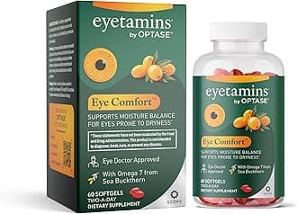 - eyetamins® by OPTASE® Eye Comfort™ - 60 Softgels - Eye Doctor Recommended - an Omega-Based Eye Supplement formulated to Support Moisture Balance and Eye Comfort from Within. Plant Based Soft gels.