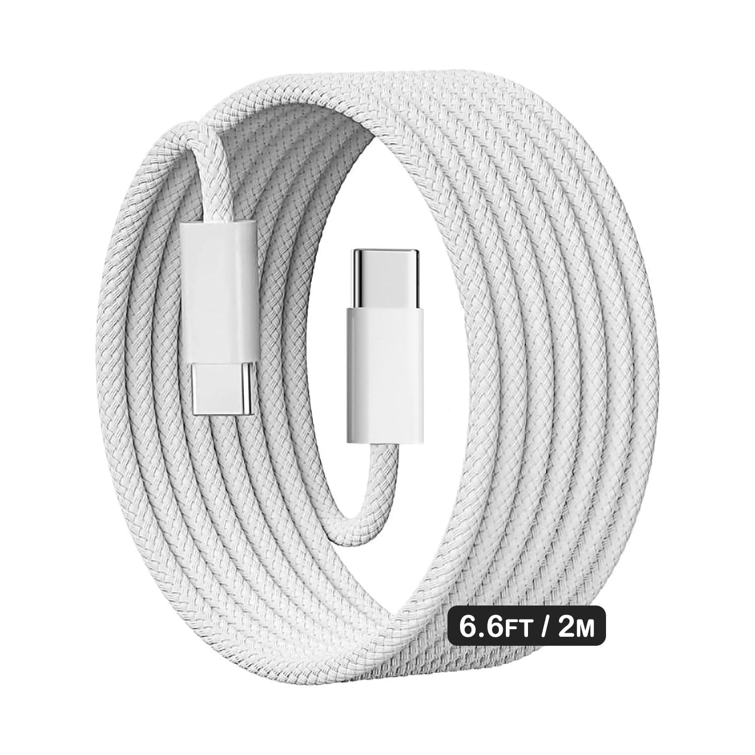 ONE TO FOUR USB C to USB C Cable 2 M, 60W Braided, Faster Charging Cord, Power Delivery PD Cable Type C, Compatible with iPhone 15/15 Pro/15 Plus/15 Pro Max,iPad Mini/Pro, MacBook Pro/Air, White