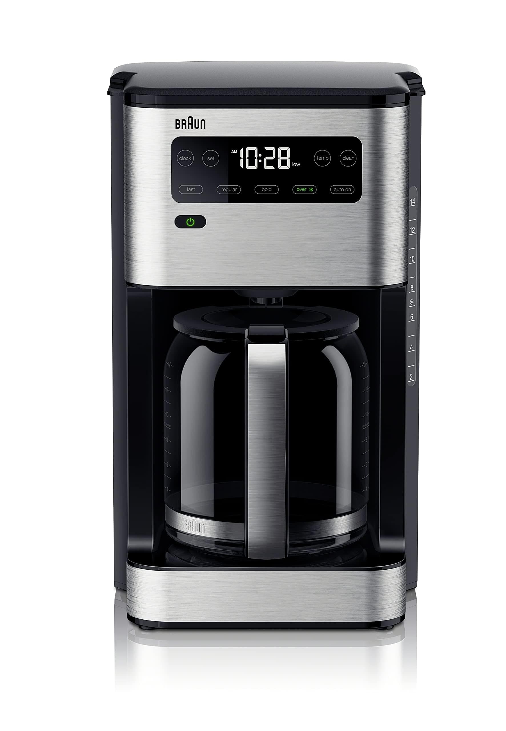 Braun PureFlavor 14‑Cup Programmable Coffee Maker – Fast Brew Speed, Touch Display, Bold & Brew‑Over‑Ice Modes, FlavorCarafe & Adjustable Warm Plate