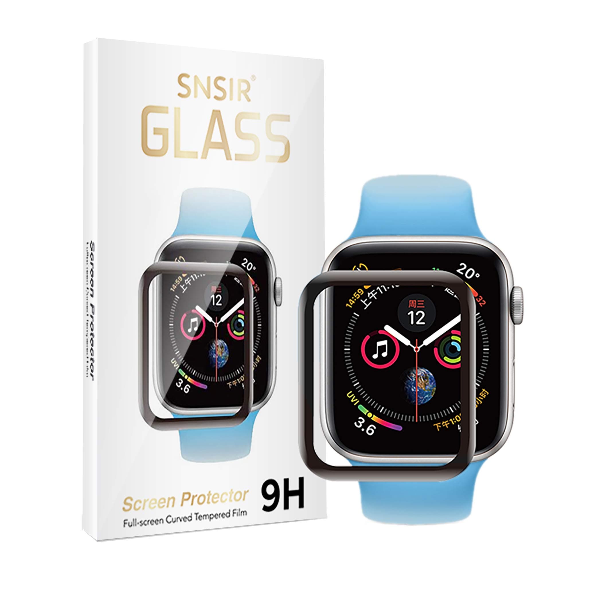 Screen Protector 44mm for Apple watch Series 6/SE Series 5/4 [2 Pack] [Tempered Glass] Full Coverage Protective Foil 9H 2.5D (Black 44mm)