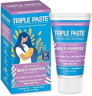 Triple Paste Multi-Purpose Baby Healing Ointment, 2 oz Tube, Baby Diaper Rash Cream and Skin Protectant for Hands, Face & Bottom Treats, Soothes and Prevents with Zinc Oxide (Packaging May Vary)