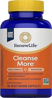Renew Life Detox Cleanse More, Reduces Bloating and Restores Regularity, Overnight Constipation Relief, Soy, Dairy and gluten-free, 100 Capsules