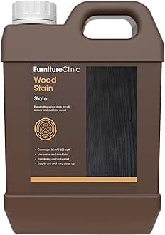 Furniture Clinic Wood Stain | Slate | Water Based | Fast Drying, Low Odor, & Non-Toxic | for Indoor & Outdoor Furniture and More | Multiple Finishes | (85oz / 2.5L)