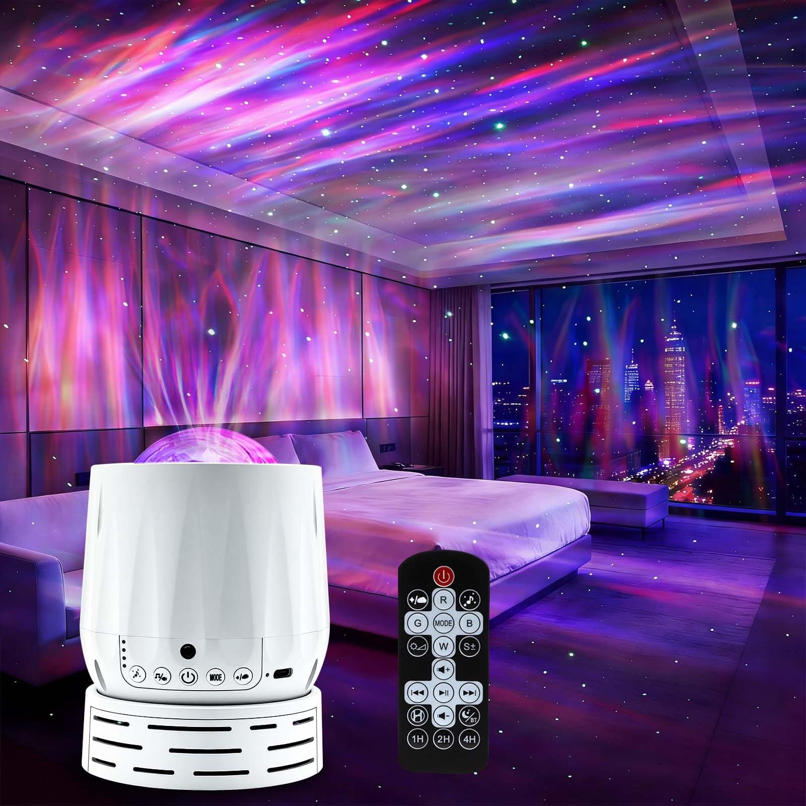 Northern Lights Projector Galaxy Projector,with Bluetooth Speaker and White Noise Star Projector, 4 Aurora Color Combinations Remote Ambient,Galaxy Light for Bedroom and Living Room Night Light
