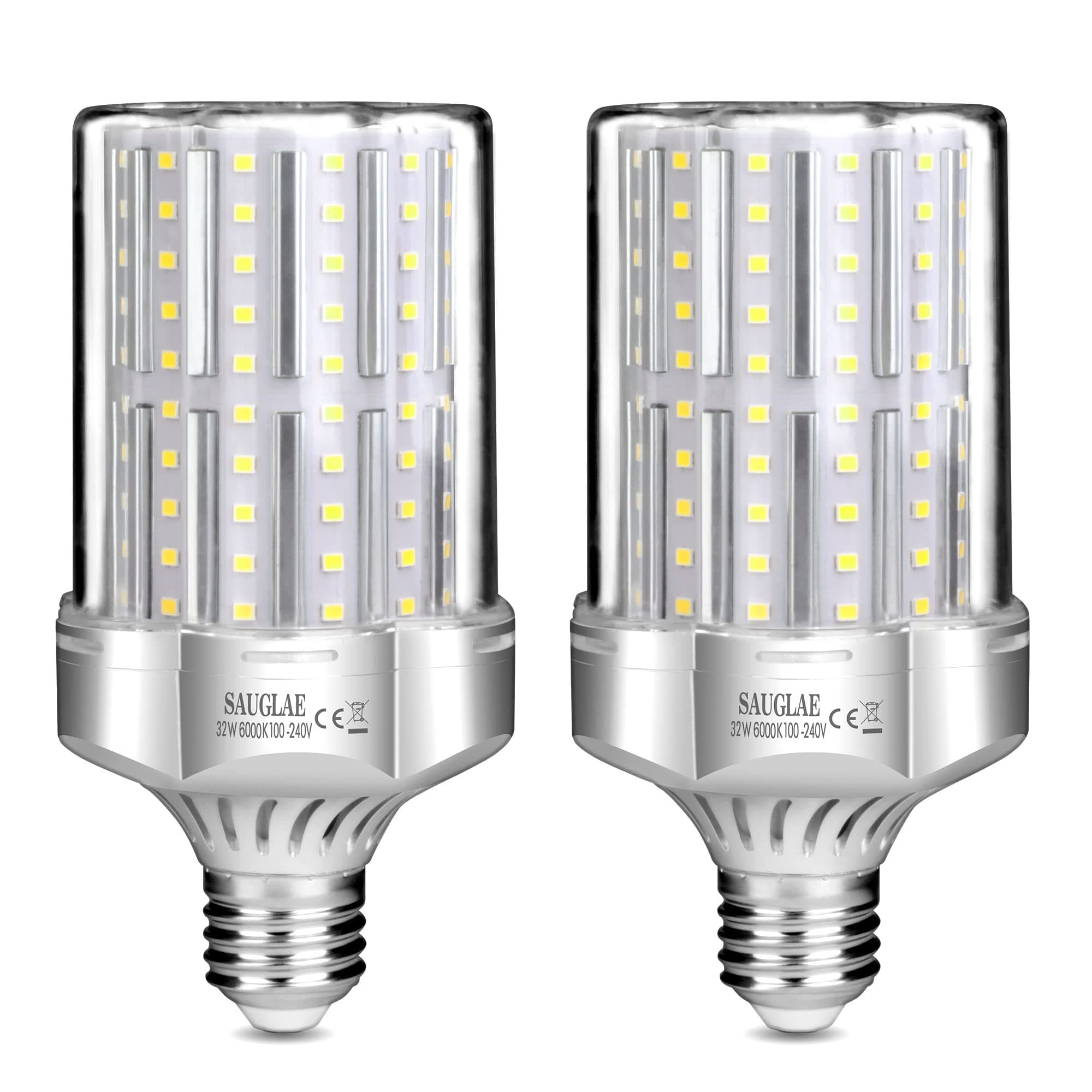 32W LED Light Bulbs, 260W Incandescent Bulbs Equivalent, E27 Large Edison Screw, 3600Lm, 6000K Daylight White, Pack of 2
